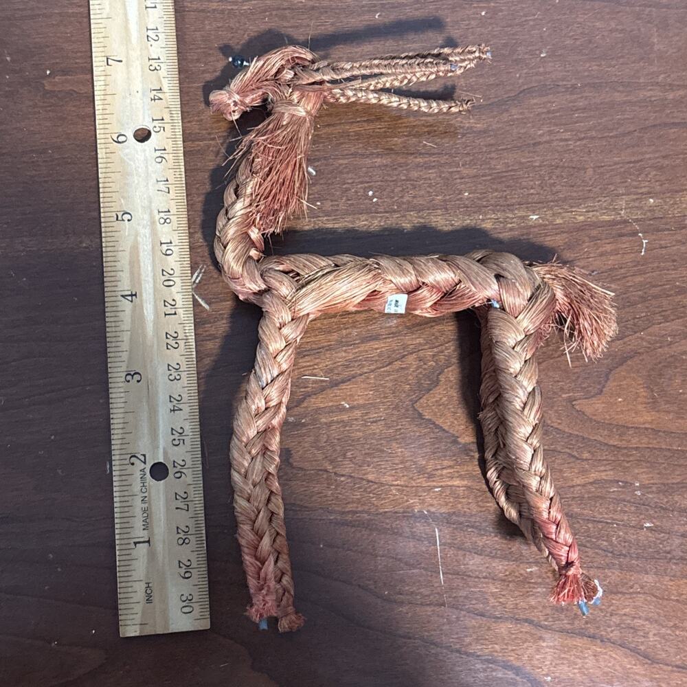 Vintage Reindeer Christmas Handcrafted Of Rope Figure Sculpture Taiwan Lot of 3 - Picture 6 of 9